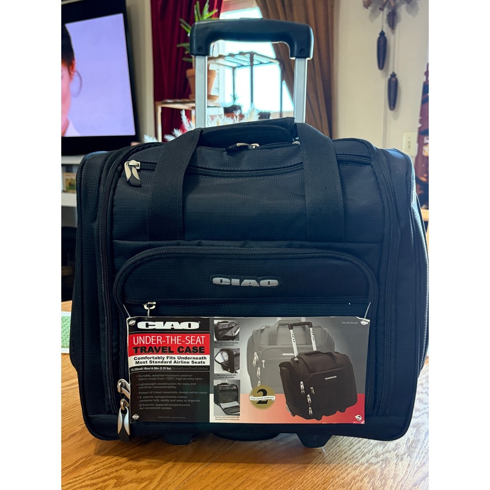 Ciao Under-the-Seat Travel Case Black Rolling Carry-On Luggage Nylon Bag